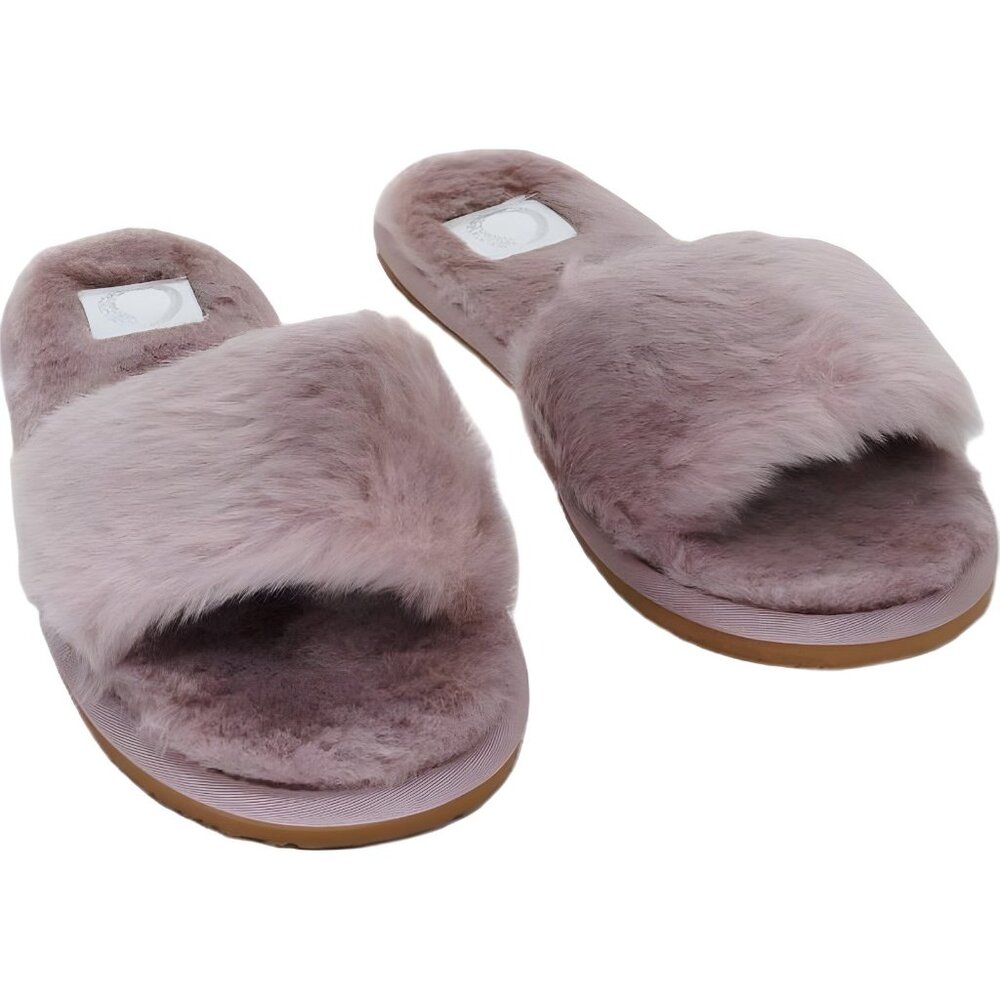 Journee Collection Dawn Plush Slide Slippers Lavender Women's US 9M